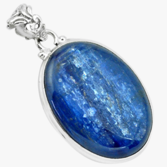 Pendentif En Cyanite Bleue Naturelle (26 Carats) Sur Bélier En Argent 925 - Collection