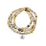 Bracelet Mala Bouddhiste Fleur de Lotus en Amazonite Naturelle